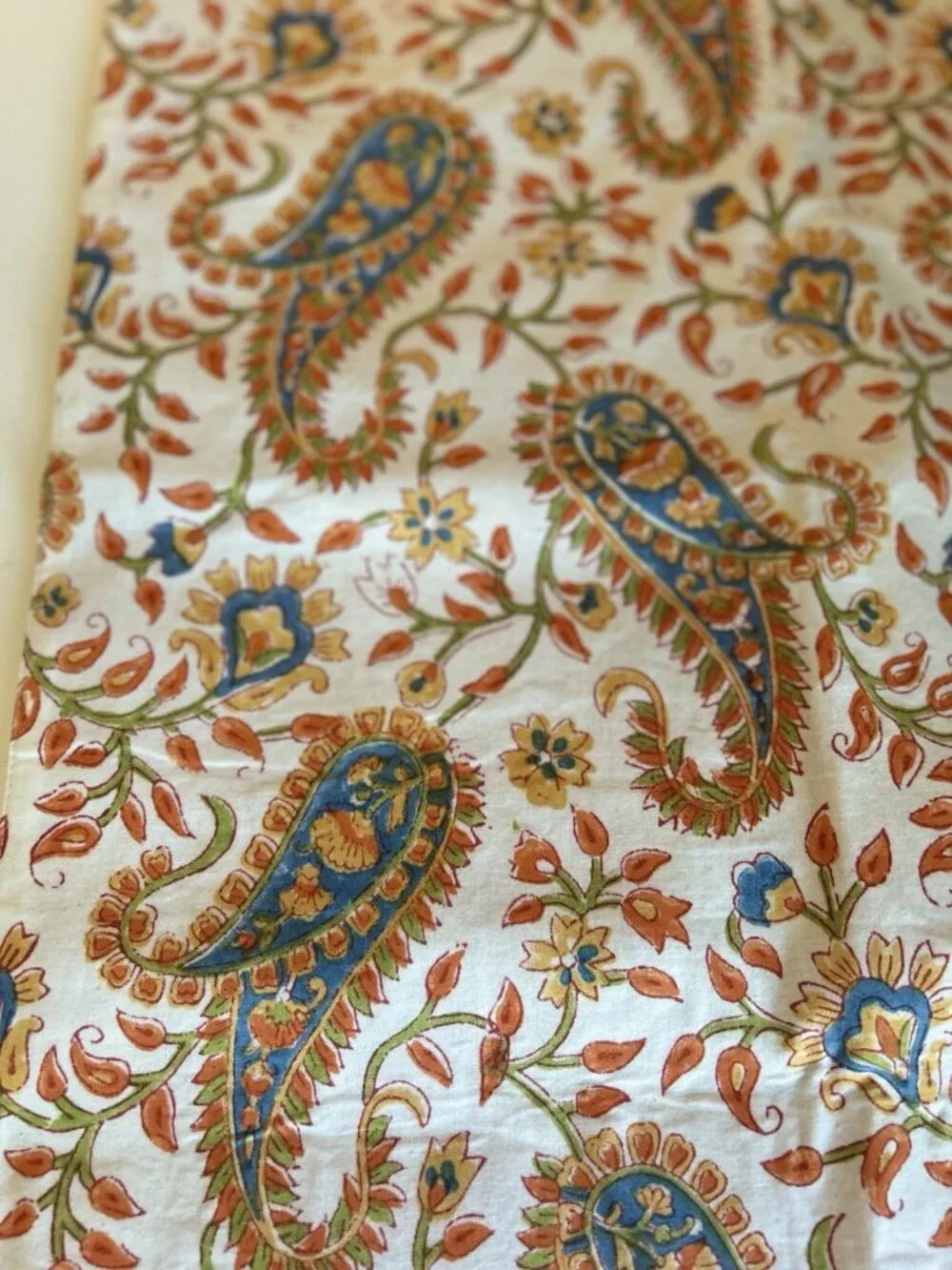 Pottery Barn Paisley Block Print 18”x108” Table Runner 100% Cotton Multicolor